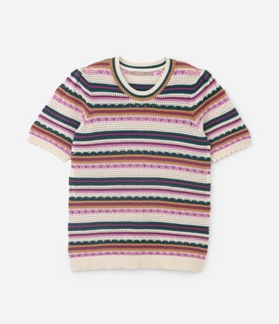 Blusa Manga Corta en Punto Rayado Curve & Plus Size 5