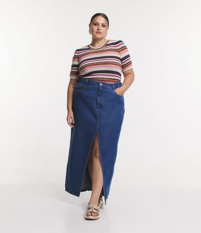 Blusa Manga Corta en Punto Rayado Curve & Plus Size 2