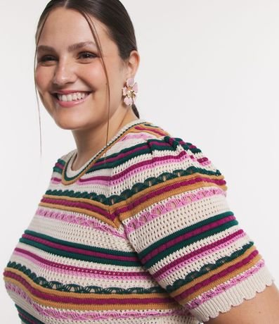 Blusa Manga Corta en Punto Rayado Curve & Plus Size 4