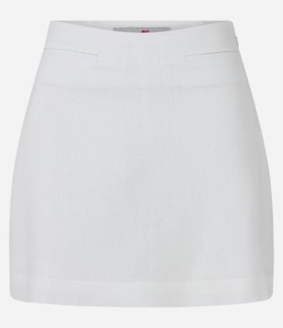 Short Pollera en Lino con Bolsillos Embutidos y Cremallera Lateral 5