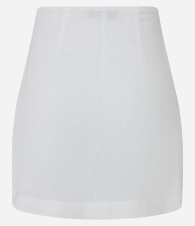 Short Pollera en Lino con Bolsillos Embutidos y Cremallera Lateral 6