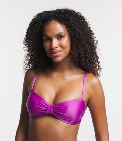 Bikini Top Bandeau en Microfibra Texturizada con Design Moña 1