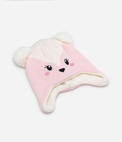 Gorro Infantil con Estampado en Animalito con Pompones