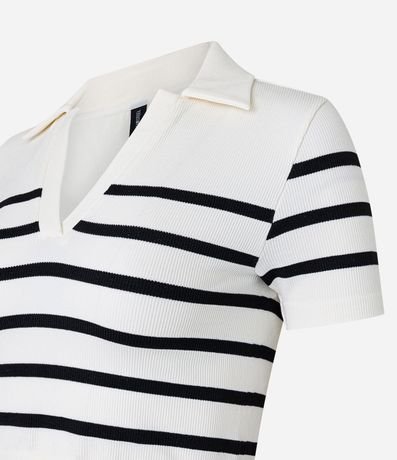Blusa Cropped Acanalada con Rayas y sin Costura 2