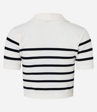 Blusa Cropped Acanalada con Rayas y sin Costura 3