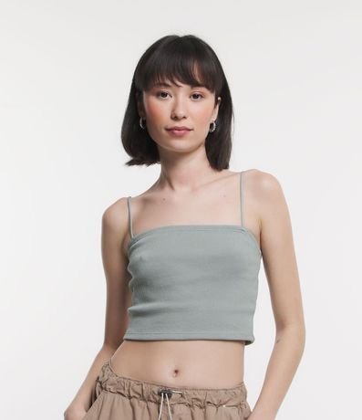 Blusa Cropped de Tirantes en Rib Texturizada 1