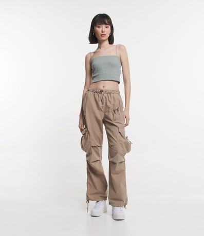 Blusa Cropped de Tirantes en Rib Texturizada 2