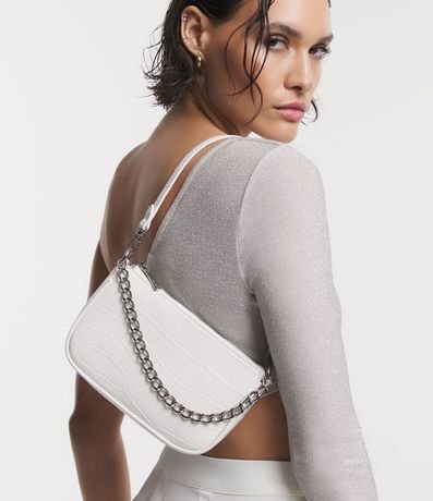 Bolso Baguette con Correa de Cadena y Textura Crocco 7