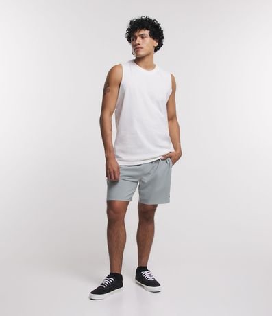 Bermuda Melange con Cintura Elástica y Lazo