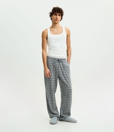 Pantalón de Pijama en Franela de Cuadros con Lazo 2