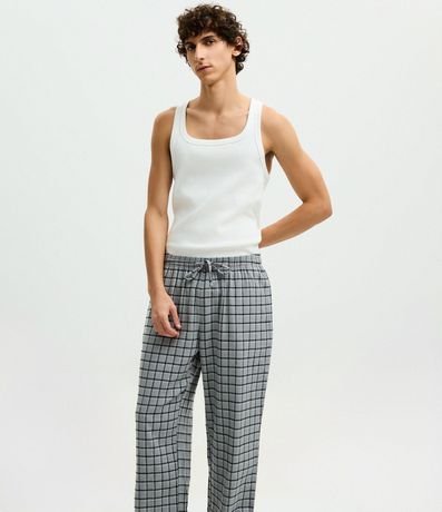 Pantalón de Pijama en Franela de Cuadros con Lazo 7
