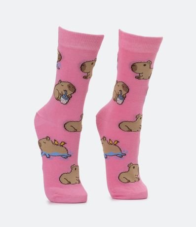 Media Caña Larga en Algodón con Estampa de Carpinchos 2