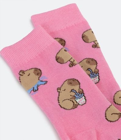 Media Caña Larga en Algodón con Estampa de Carpinchos 4