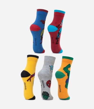Kit 05 Pares de Medias Infantiles con Estampa Avengers - Talle 19/22 al 31/34 3