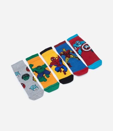 Kit 05 Pares de Medias Infantiles con Estampa Avengers - Talle 19/22 al 31/34 4