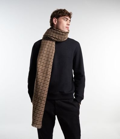 Bufanda Doble faz con Franjas y Estampa de Cuadros