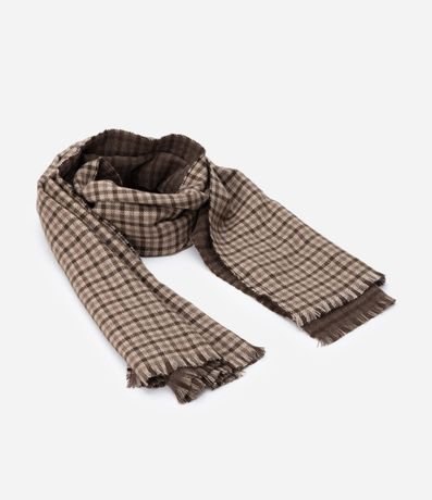 Bufanda Doble faz con Franjas y Estampa de Cuadros 2