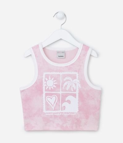 Musculosa Cropped Infantil Acanalada con Estampa Tropical - Talle 5 a 14 años