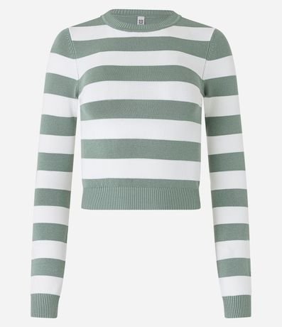 Blusa en Viscosa Rayada con Puños y Bajo Acanalado 5