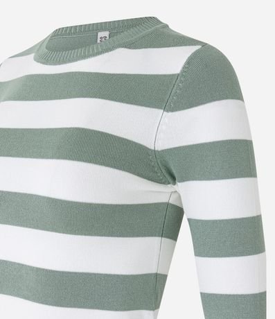 Blusa en Viscosa Rayada con Puños y Bajo Acanalado 6