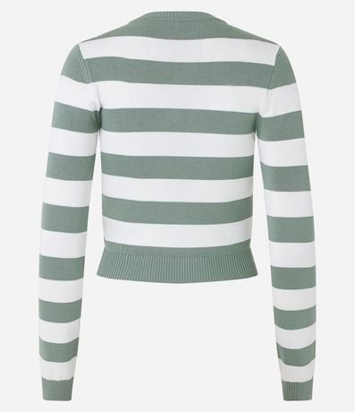 Blusa en Viscosa Rayada con Puños y Bajo Acanalado 7