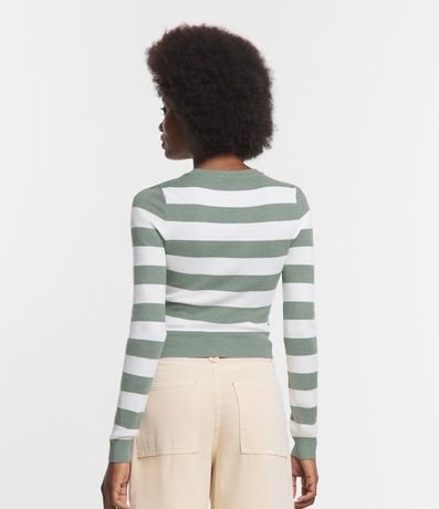 Blusa en Viscosa Rayada con Puños y Bajo Acanalado 3