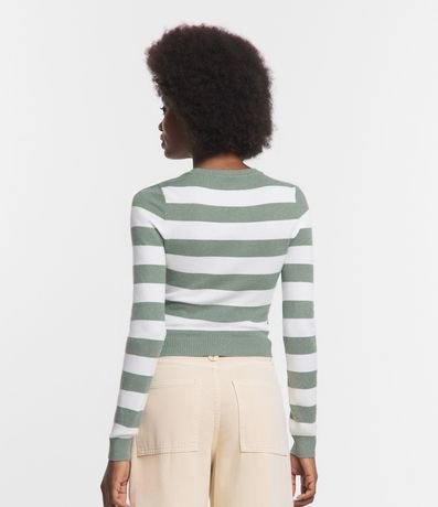 Blusa en Viscosa Rayada con Puños y Bajo Acanalado 4