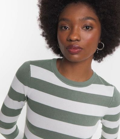 Blusa en Viscosa Rayada con Puños y Bajo Acanalado 4