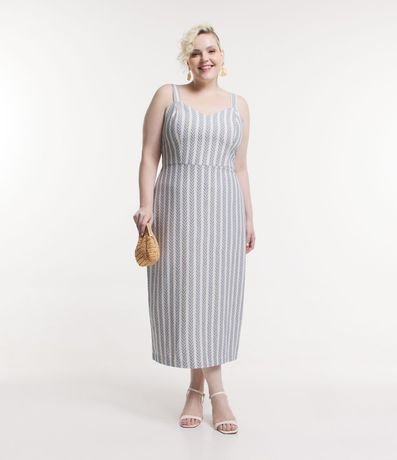 Vestido Midi en Tweed con Estampa Geométrica Curve & Plus Size