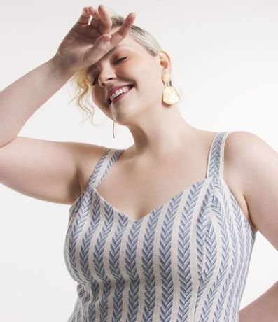 Vestido Midi en Tweed con Estampa Geométrica Curve & Plus Size 4