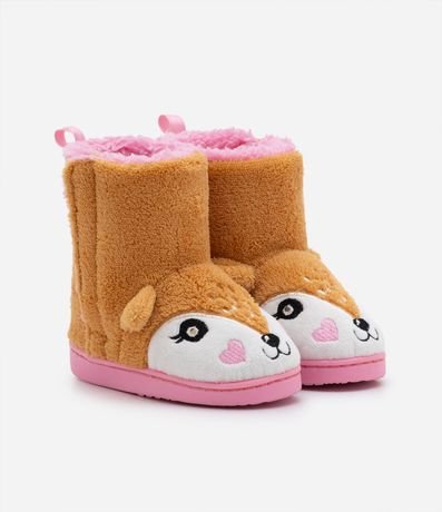 Pantufla Bota Infantil en Fleece con Bordado Zorro con Luz - Talle 19/20 al 27/28