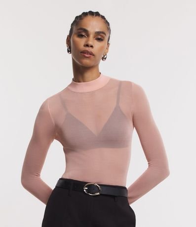 Blusa en Tul con Cuello y Manga Larga 1