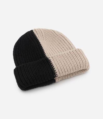 Gorro en Punto Bicolor con Bajo Plegado 2