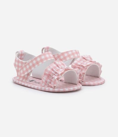 Sandalia Infantil con Estampado de Cuadros y Volados - Talle 0 a 18 meses