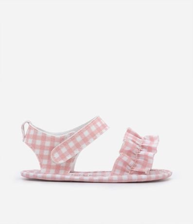 Sandalia Infantil con Estampado de Cuadros y Volados - Talle 0 a 18 meses 6