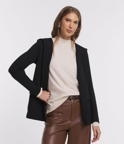 Blazer en Algodón con Botón Delantero y Capucha