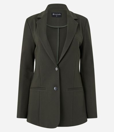 Blazer Slim Alargado en Punto Roma con Bolsillos Embutidos 12