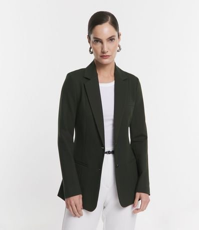 Blazer Slim Alargado en Punto Roma con Bolsillos Embutidos 2