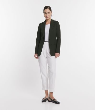Blazer Slim Alargado en Punto Roma con Bolsillos Embutidos 4