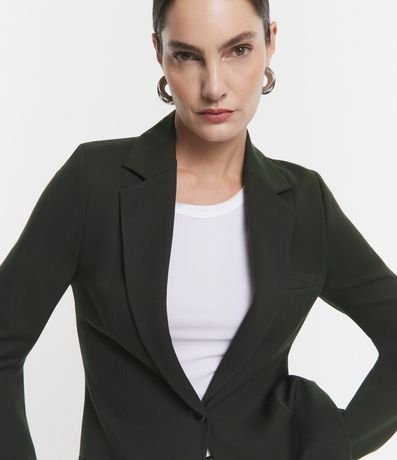 Blazer Slim Alargado en Punto Roma con Bolsillos Embutidos 6