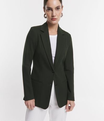 Blazer Slim Alargado en Punto Roma con Bolsillos Embutidos 8