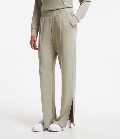 Pantalón Recto Deportiva en Media Malla con Fenda Lateral 2
