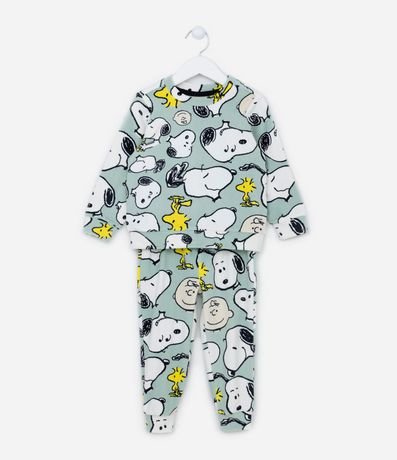 Pijama Largo Infantil en Plush con Estampado Snoopy - Talle 1 a 4 años