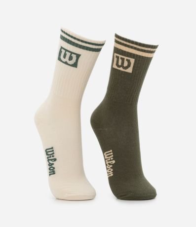 Kit 02 Medias Deportivas de Caña Larga en Algodón con Logo Wilson 2