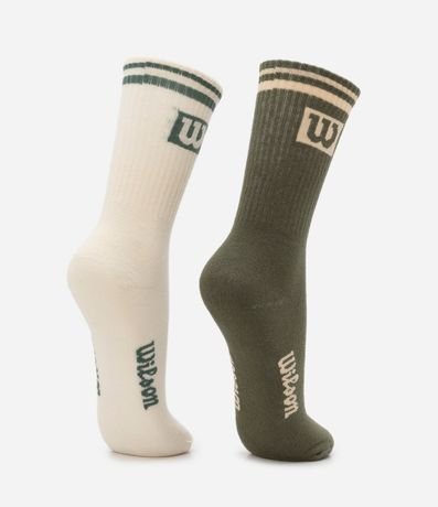 Kit 02 Medias Deportivas de Caña Larga en Algodón con Logo Wilson 3