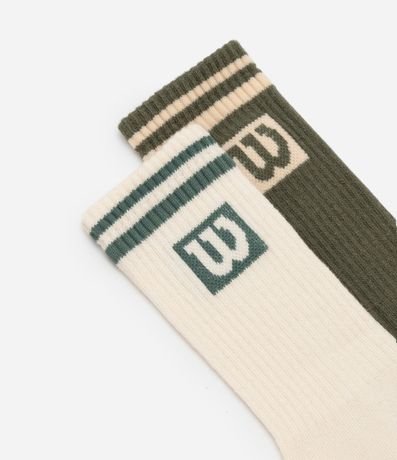 Kit 02 Medias Deportivas de Caña Larga en Algodón con Logo Wilson 4