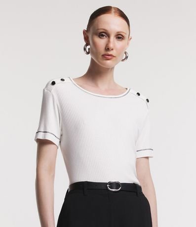 Blusa en Rib con Botones en el Hombro 1