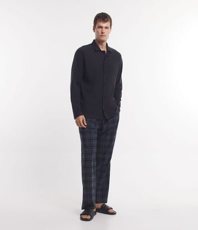 Pantalón de Pijama en Fleece con Estampa de Cuadros