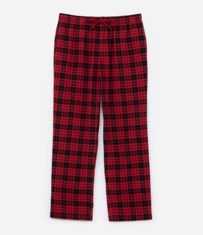 Pantalón de Pijama en Franela de Cuadros con Cordón en la Cintura