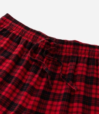 Pantalón de Pijama en Franela de Cuadros con Cordón en la Cintura 4